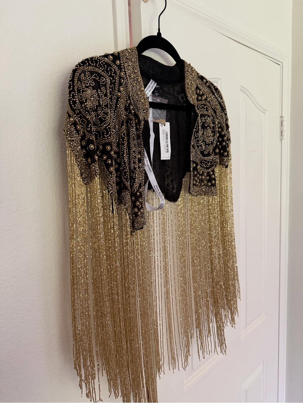 Nasty Gal Black Sheer Embellished Jacket with Gold Beading - Picture 3 of 6